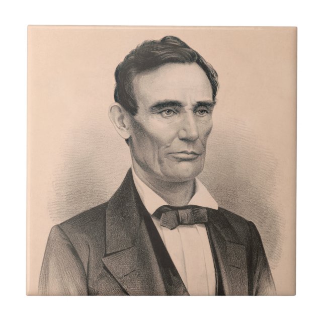 Abraham Lincoln, vald president 1860 Lithograph Kakelplatta (Framsidan)