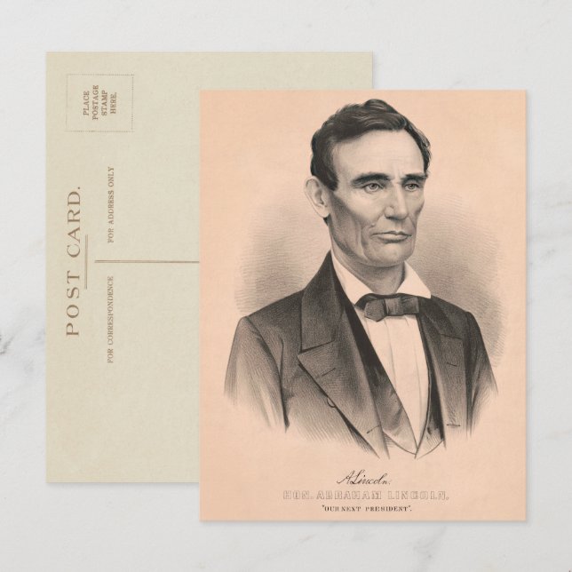 Abraham Lincoln Vald till President 1860 Litografi Vykort (Fram/baksida)
