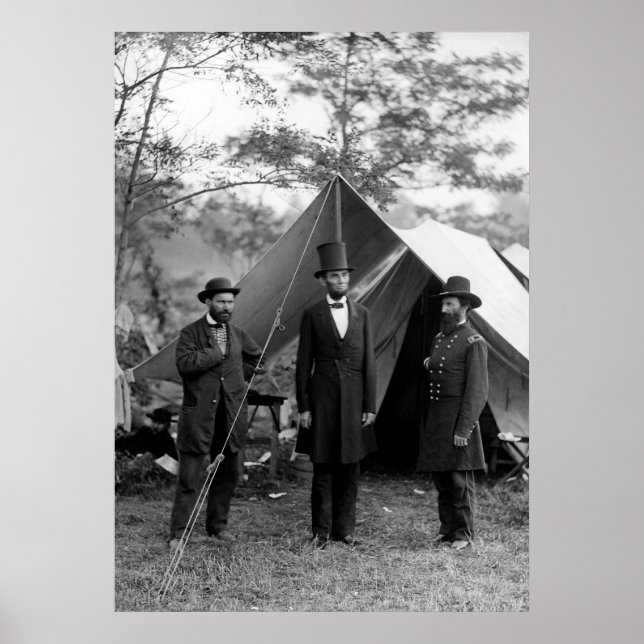 ABRAHAM LINCOLN vid ANTIETAM BATTLEFIELD 1862 Poster (Framsidan)