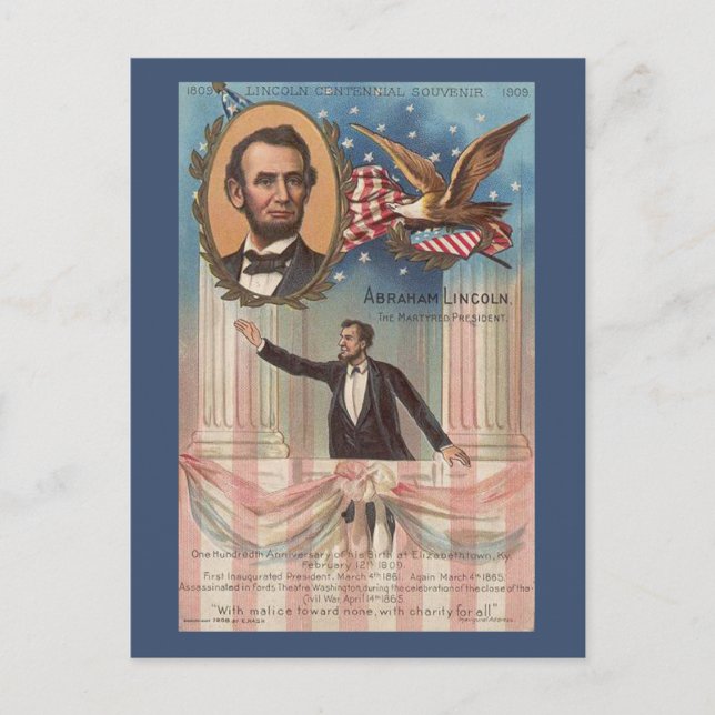 Abraham Lincoln Vintage vykort (Framsida)