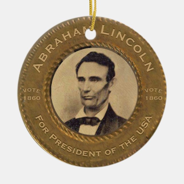 Abraham Lincoln vintagekampanj Julgransprydnad Keramik (Framsidan)