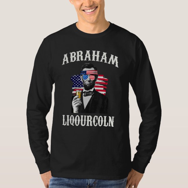 Abraham Liqourcoln 4:e juli-drickande T Shirt (Framsida)