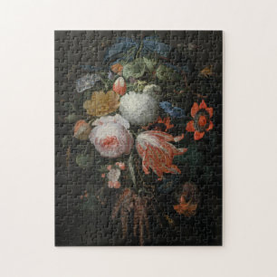 Abraham Mignon - A Hanging Bouquet of Flowers Prob Pussel