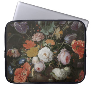 Abraham Mignon - lever fortfarande med blommor och Laptop Sleeve