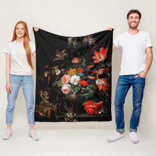 Abraham Mignon the Oververt Bouquet. Blomster Fleecefilt