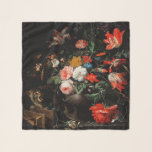 Abraham Mignon the Oververt Bouquet. Blomster Sjal<br><div class="desc">Abraham Mignon "The Oververt Bouquet" scarf. Blommigt svartkonst renaissance.</div>