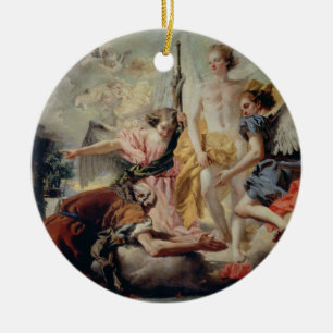 Abraham och den tre änglar julgransprydnad keramik