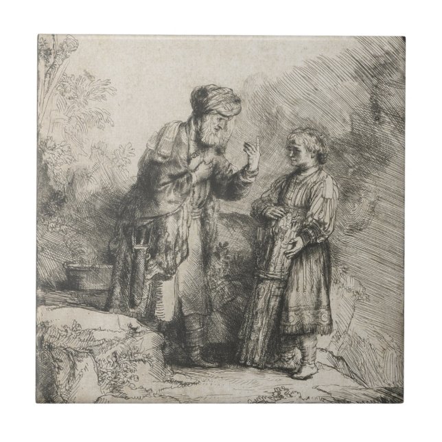 Abraham och Isaac Kakelplatta (Framsidan)