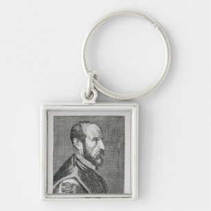 Abraham Ortelius Fyrkantig Silverfärgad Nyckelring