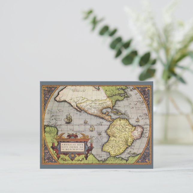 Abraham Ortelius världskarta över Amerika Inbjudningar (Stående Fram)