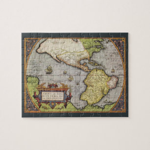 Abraham Ortelius världskarta över Amerika Pussel