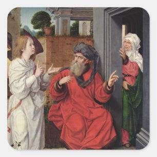 Abraham, Sara och Angel, c.1520 Fyrkantigt Klistermärke