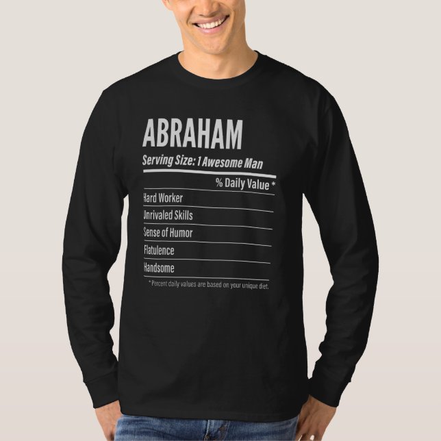 Abraham Serva Storlek Nutrition Label Calories T Shirt (Framsida)