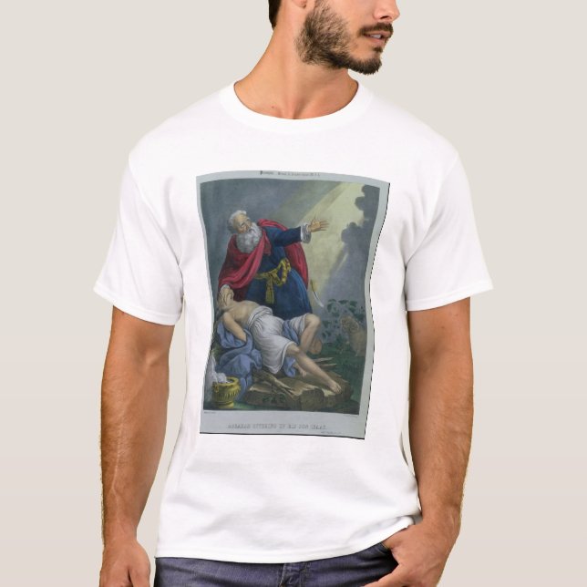 Abraham som erbjuder upp hans Son Isaac, från en Tee Shirt (Framsida)
