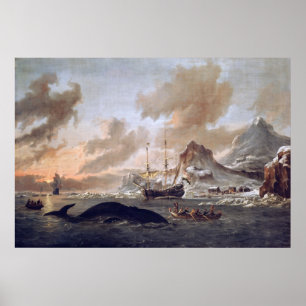Abraham Storck Dutch whalers nära Spitsbergen 1690 Poster