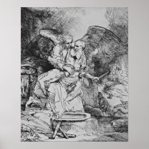 Abrahams Sacricil - Rembrandt - c1655 Poster