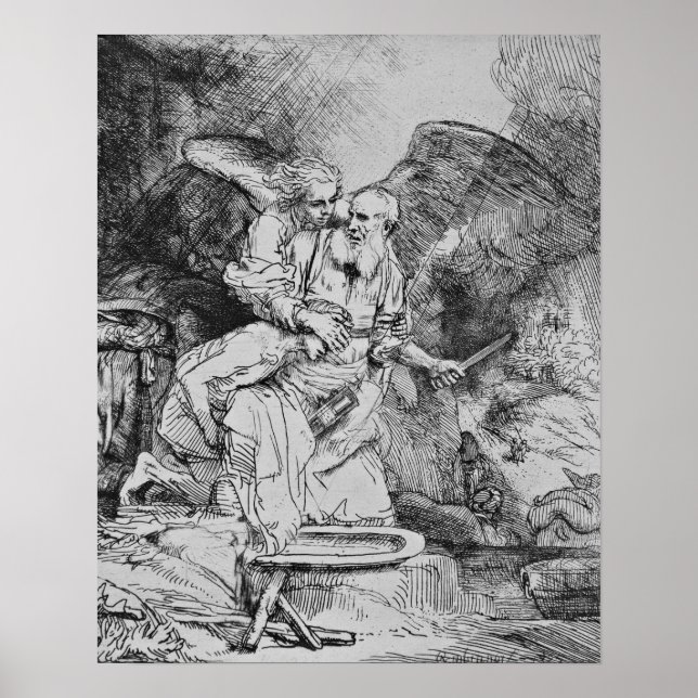 Abrahams Sacricil - Rembrandt - c1655 Poster (Framsidan)