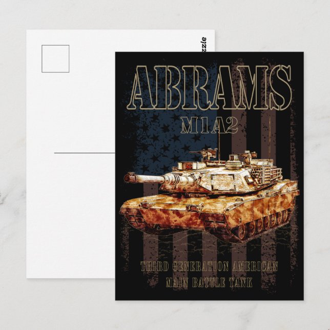 Abrams M1A2 MBT United Stater Main Battle Tank Vykort (Fram/baksida)