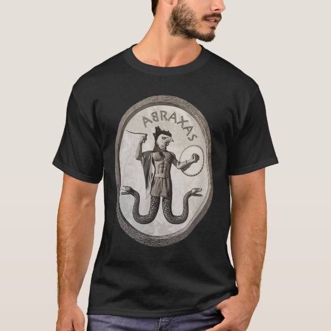 Abraxas Esoteric Gnostic Symbol Occult Pagan Ritua T Shirt (Framsida)