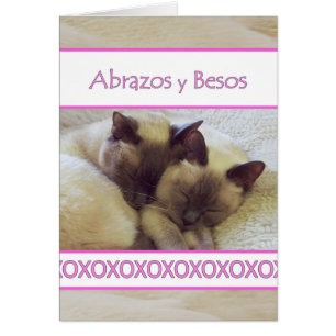 Abrazos y Besos, Hugs och Kisses på spanska Hälsningskort