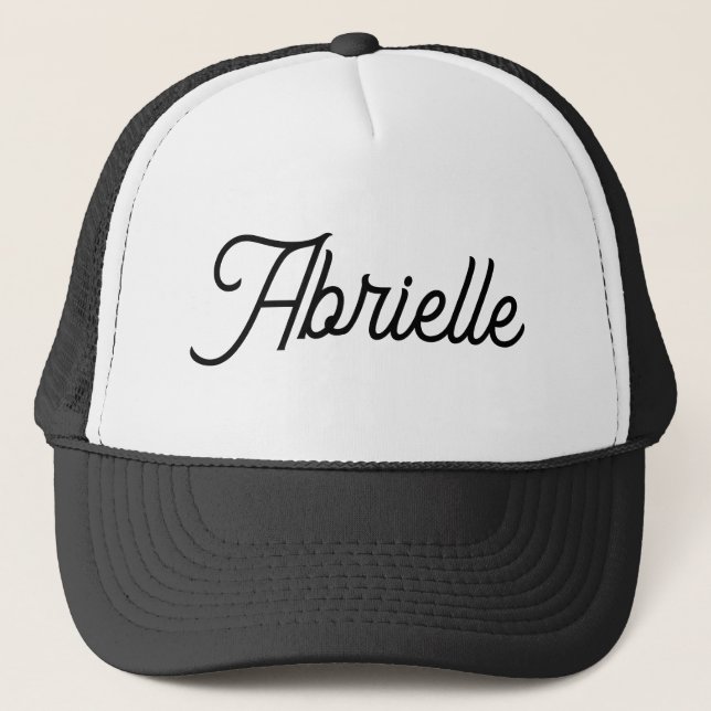 Abrielle Namn Hatt Flicka Klassisk Svart och Vit K Keps (Framsida)