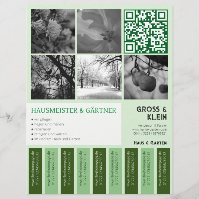 Abriss Flyer modern klar Gartenbau (Framsidan)