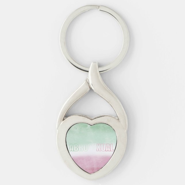 Abrosexual pride flag key ring twisted heart silverfärgad nyckelring (Framsidan)