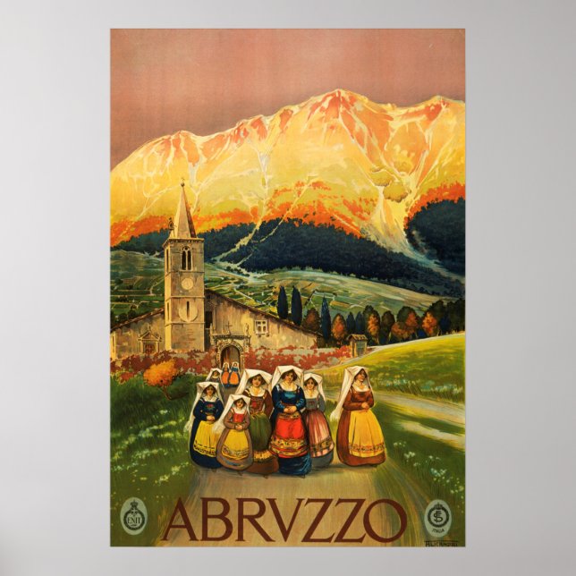 Abruzzerna, Abrvzzo, italien Vintage resor Poster (Framsidan)