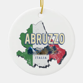 Abruzzerna Italien Retro Regionen Karta Vintage So Julgransprydnad Keramik