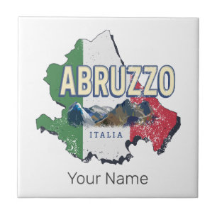 Abruzzerna Italien Retro Regionen Karta Vintage So Kakelplatta