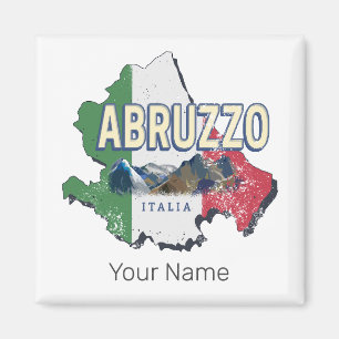 Abruzzerna Italien Retro Regionen Karta Vintage So Magnet