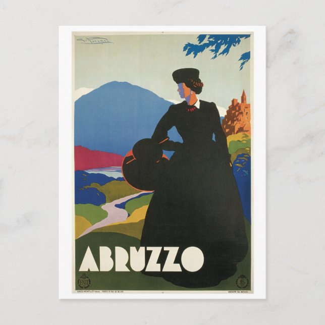 Abruzzerna, Italien vintage resor poster Vykort (Framsida)