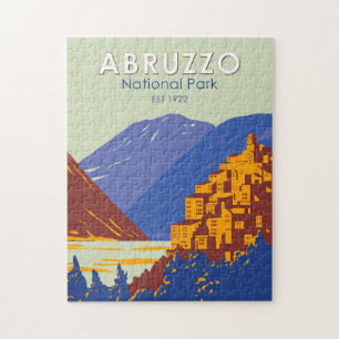 Abruzzerna National Park Italien Travel Art Vintag Pussel