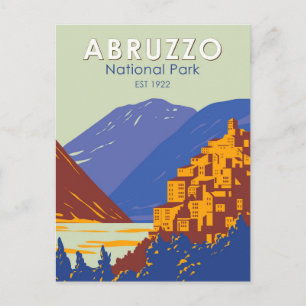 Abruzzerna National Park Italien Travel Art Vintag Vykort