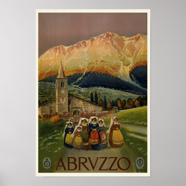 Abruzzo Italien Vintage affisch (Framsidan)