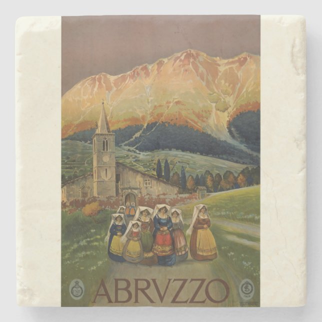 Abruzzo Italien Vintage affisch Stenunderlägg (Framsidan)