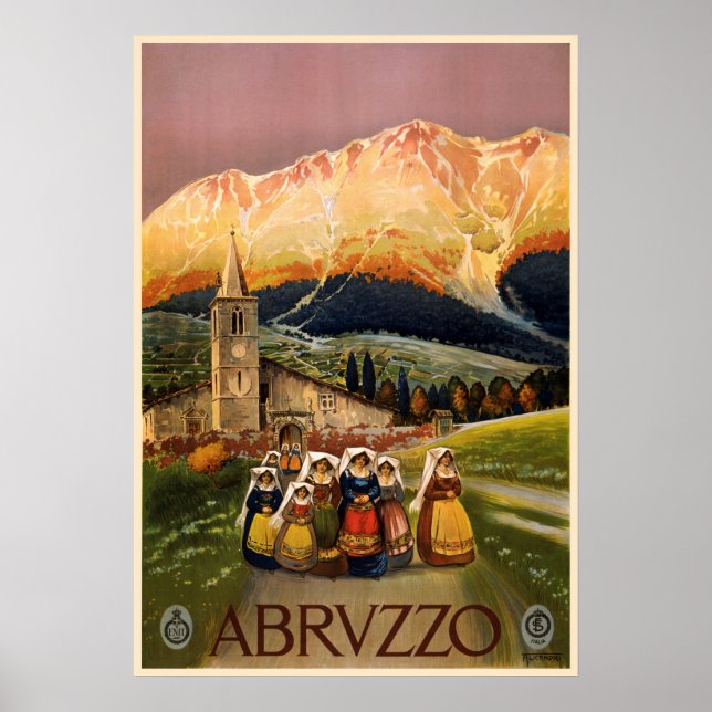 Abrvzzo Italien vintage resor poster (Framsidan)
