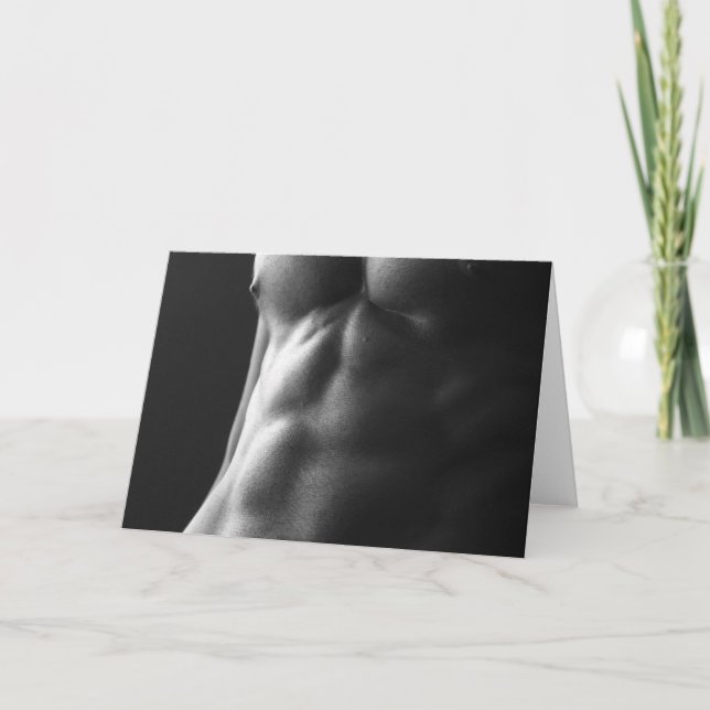 Abs in Grey Hot Guy Greetings Card Kort (Framsida)