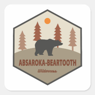 Absaroka - Beartooth Wilderness Bear Fyrkantigt Klistermärke