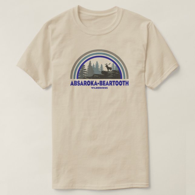 Absaroka - Beartooth Wilderness Regnbågehjort T Shirt (Design framsida)
