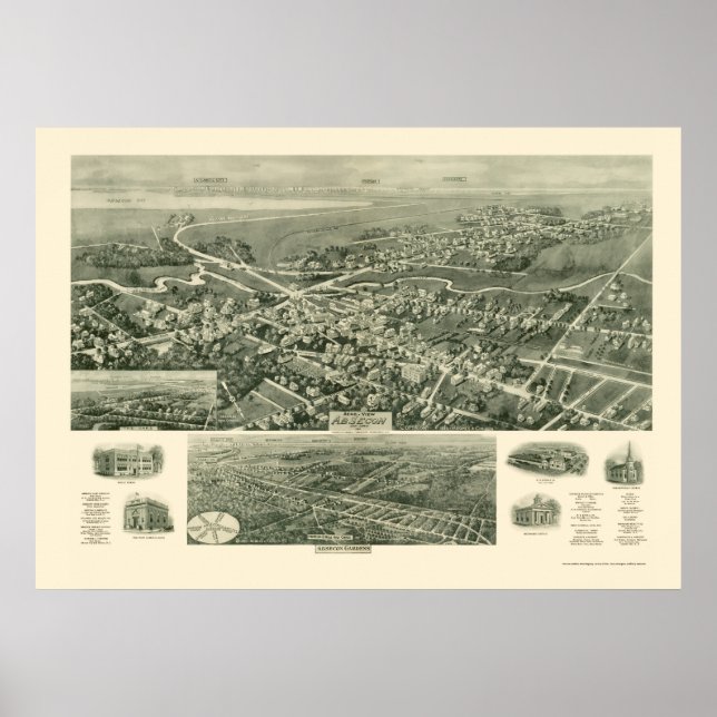 Absecon, NJ Panoramic Karta - 1924 Poster (Framsidan)