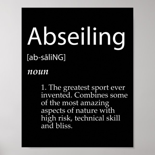 Abseiling Definition Klättring Abseiler Förankring Poster (Framsidan)
