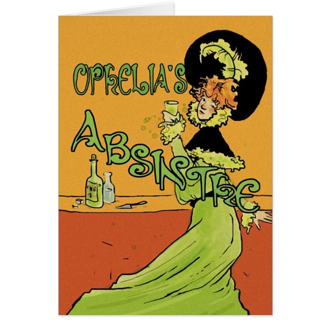 Absinthe 1890-talet Stil Hälsningskort (Framsidan)
