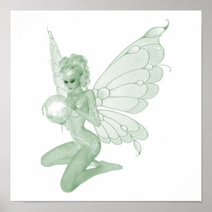 Absinthe Art Namnteckning Grönt Fairy 13B Poster