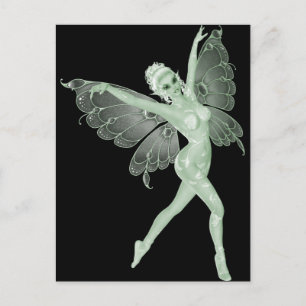 Absinthe Art Namnteckning Grönt Fairy 3B Vykort