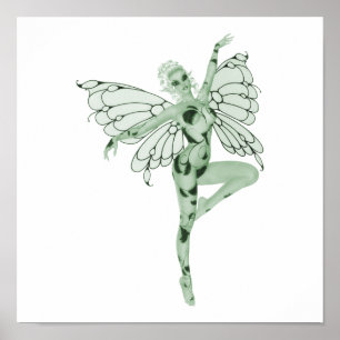 Absinthe Art Namnteckning Grönt Fairy 7 Poster