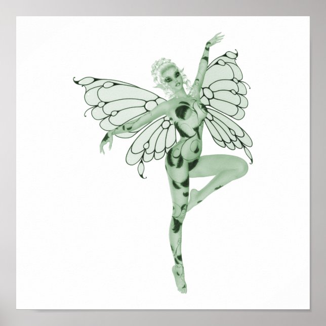 Absinthe Art Namnteckning Grönt Fairy 7 Poster (Framsidan)
