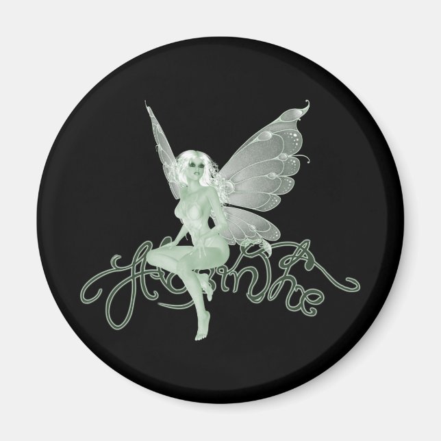 Absinthe Art Namnteckning Grönt Fairy - Absinthe Magnet (Framsidan)