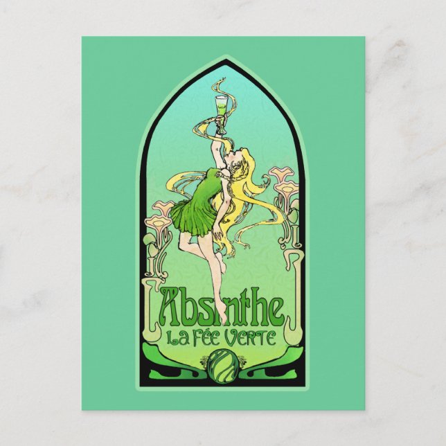 Absinthe Art nouveau Vykort (Framsida)
