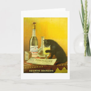 Absinthe Bourgeois och Cat Bra Vintage affisch Kort